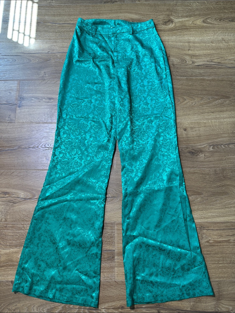 12th Tribe St. Barthes Emerald Floral Satin Pant Size Small
